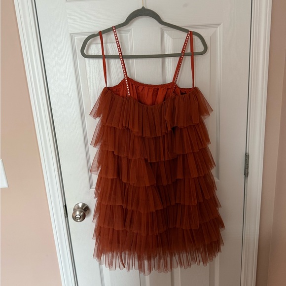 Mango Layered Ruffle Dress - Rust - Picture 2 of 3